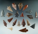 Group of 20 assorted arrowheads found near the Columbia River by Norma Berg. Largest is 1 5/8