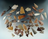 Large group of 50 assorted arrowheads found near the Columbia River by Norma Berg, largest is 1 9/16