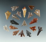 Group of 18 attractive Columbia River arrowheads found in Washington, largest is 1 1/4