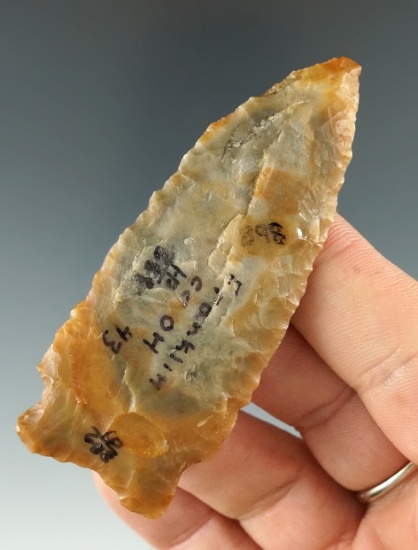 3" Flint Ridge Flint Knife found in Franklin Co., Ohio. Ex. Dave Root Collection.