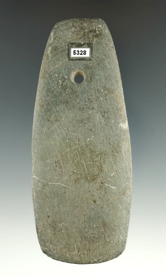 4 3/8" Trapezoidal Slate Pendant found in Greene Co., Ohio. Ex. Studebaker, Robert Converse.