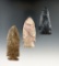 Set of three well styled Sidenotch arrowheads found in Ohio, largest is 3 1/16