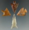 Set of four Columbia River arrowheads, largest is 1 1/8