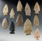 Group of 11 assorted Ohio/Michigan arrowheads, largest is 2 13/16