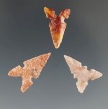 Set of three attractive Toyah points found in Texas, largest is 3/4