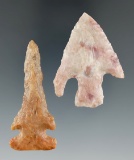 Pair of Texas arrowheads made from quality material, largest is 2 1/4