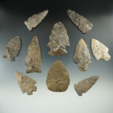 10 assorted points and Knives found near the Salamanca Creek, Cattaraugus Co., New York.