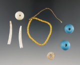 Group of assorted shell and trade Beads found at a site near Sauvies Island on the Columbia River.