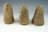 Set of three Conical Pestles found in Ohio in good condition, largest is 5 3/8