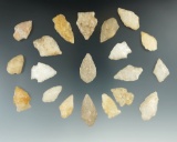 Group of 20 assorted Quartz arrowheads found in New Jersey, most are around 1 1/4