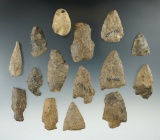 Large group of assorted points found in New York, most are damaged- good examples of material.