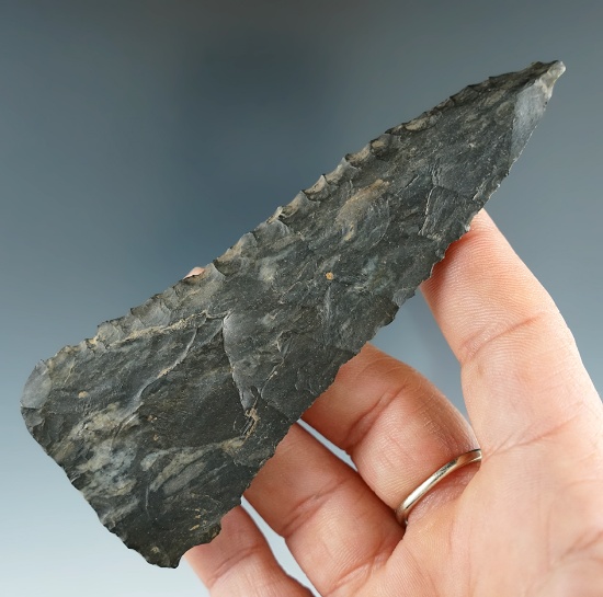 Nice early flaking on this 4 5/16" Coshocton Flint Beveled Knife.