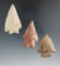 Set of three Archaic Pentagonal points, one is Nethers Flint, found in Huron Co., Ohio.
