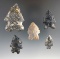 Group of five Archaic bifurcates - Coshocton Flint found in various sites in Richland Co., Ohio.