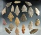 Set of 20 assorted Midwestern arrowheads, largest is 2 1/2