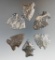 Set of six Cornernotch Archaic arrowheads made from Coshocton Flint found in Ohio.