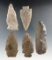 Set of five Flint Knives found in New York, largest is 3 1/2