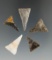 Set of five nice triangle points found near Hiawassee Island, Meigs Co., Tennessee.