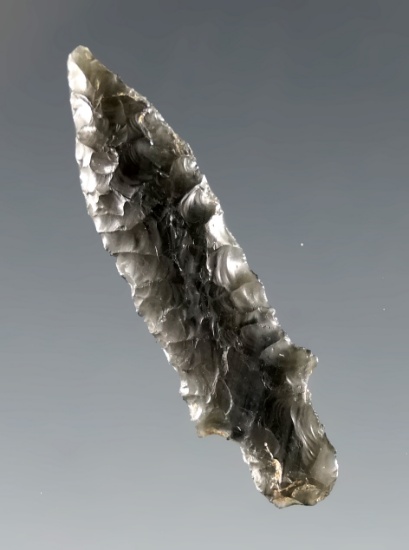 Excellent style on this 1 1/4" Obsidian Dagger point found near Wakemap mound, Columbia River.