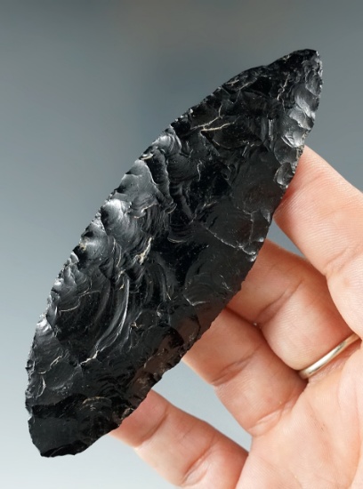 4 1/16" bi-pointed Cascade made from obsidian found in Lake Co., Oregon