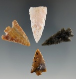Set of four Columbia River gem points found in Franklin Co., Washington. Largest is 1 1/4