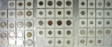 57 assorted foreign coins from various parts of the world in different denominations.