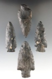 Set of four Coshocton Flint Knives found in Ohio, largest is 2 7/8