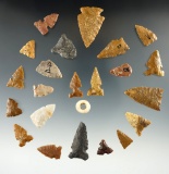 Group of 22 assorted Western U. S. Arrowheads, largest is 1 1/4