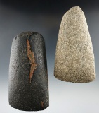 Nice pair of stone adzes found in Ohio from the collection of David L. Root. Largest is 3 13/16