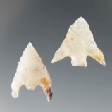 2 beautifully translucent arrowheads, largest is 3/4