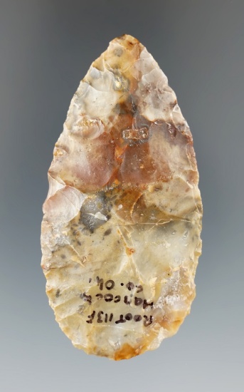 2 3/4" Adena Blade found by David L. Root in April of 1982 in Blanchard Twp., Hancock Co., Ohio