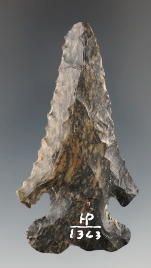 2 5/8" steeply beveled  Thebes made from beautifully mottled Coshocton Flint - Ohio.