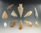 Group of 11 assorted Texas points, largest is 2 3/4