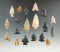 Group of 19 assorted Midwestern bird points and arrowheads.