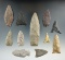 Group of 11 assorted East Coast flaked artifacts, largest is 3 3/8