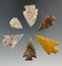 Set of six arrowheads found near the Columbia River, largest is 1 1/2