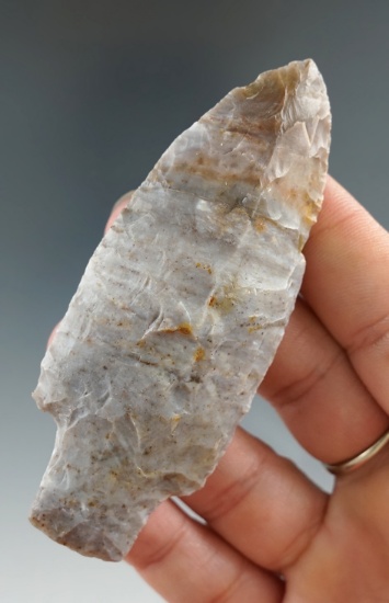 3 7/16" late Adena found in Tuscarawas Co., Ohio made from beautiful multi-colored Flint.