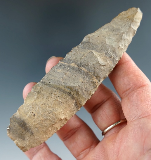 4  3/16" Paleo Lanceolate found in Marion Co., Ohio. Ex. Gary Mumaw.