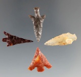 Set of four Columbia River Gem points, largest is 15/16