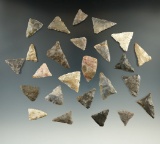 Nice set of 25 triangle points found in Ohio, largest is 1