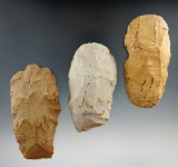 Set of three Flint Celts, found in Pulaski Co., Indiana. Largest is 3 1/2