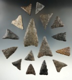 Set of 16 triangular points found near Winney Island New York. Largest is 2