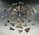 Group of 30 triangular points found on the Genesee River, Allegheny Co., New York. Ex. Howdy Lang.