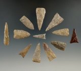 Set of 12 Midwestern triangle points, largest is 1 5/8