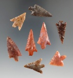 Set of eight Very nice Gem points found near the Hood  River, Oregon.