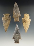Set of four Lang points found in Texas, largest is 2 5/8
