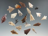 21 assorted Columbia River arrowheads, largest is 1 1/4