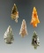 Group of 5 Assorted Arrowheads made from nice material found near the Columbia Rvr, Wasco Co., OR