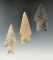 Ex. Museum! Set of 3 Pedernales Points found in Texas, largest is 2 13/16