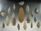 17 assorted points and Knives found in Cattaraugus Co., New York. Ex. Jon, Lang collections.
